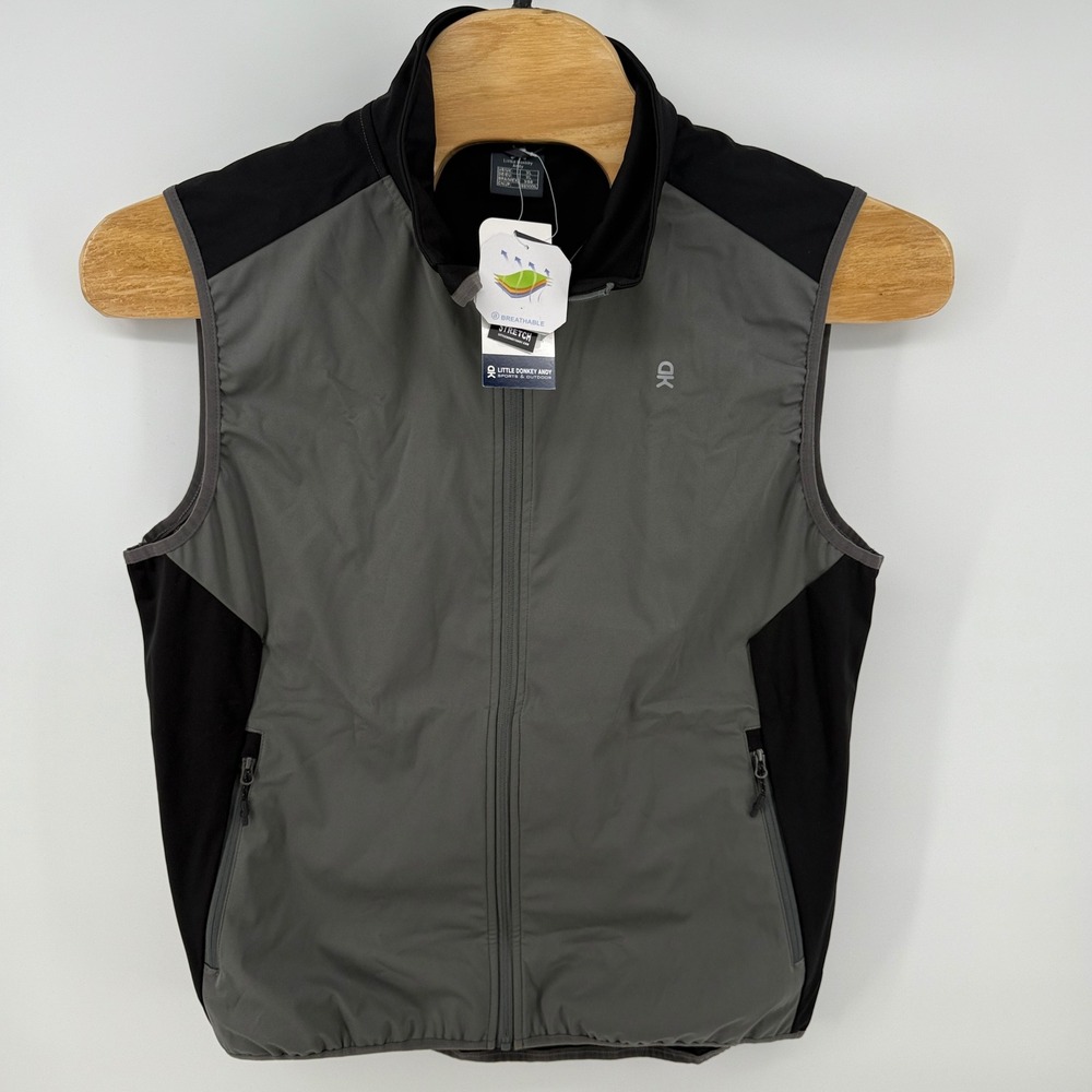 Little Donkey‎ Andy Men Vest Gray Black XL Water Repellent 4 Way Stretch